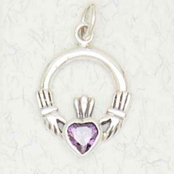 Claddagh Heart with Amethyst CZ