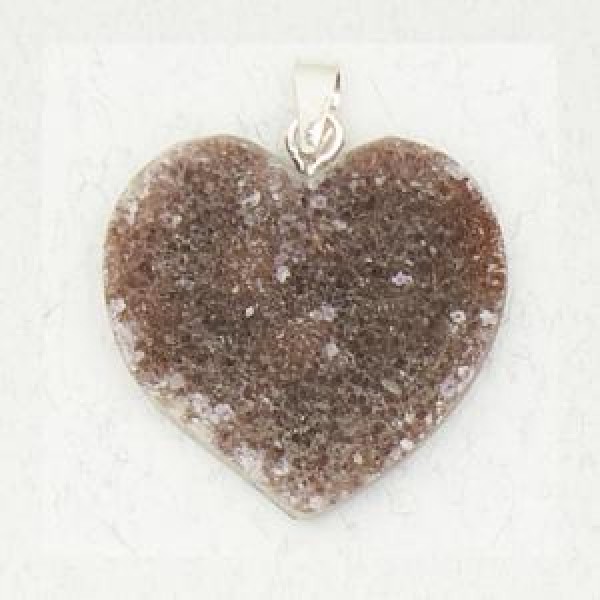 Agate Druze Heart Pendant